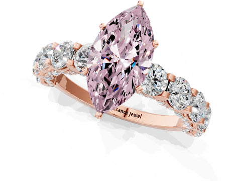 Rose gold Round Diamond Side Stone Engagement Ring with Six-Prong Setting_1