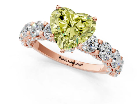 Rose gold Round Diamond Side Stone Engagement Ring with Six-Prong Setting_1