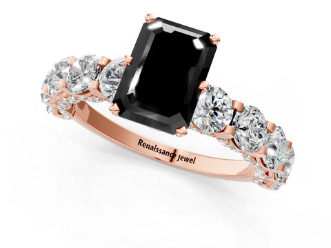 Rose gold Round Diamond Side Stone Engagement Ring with Six-Prong Setting_1