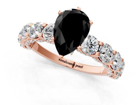 Rose gold Round Diamond Side Stone Engagement Ring with Six-Prong Setting_1