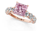 Rose gold Round Diamond Side Stone Engagement Ring with Six-Prong Setting_1
