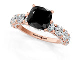 Rose gold Round Diamond Side Stone Engagement Ring with Six-Prong Setting_1