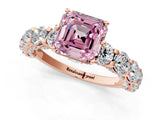 Rose gold Round Diamond Side Stone Engagement Ring with Six-Prong Setting_1