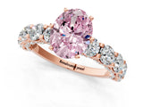 Rose gold Round Diamond Side Stone Engagement Ring with Six-Prong Setting_1