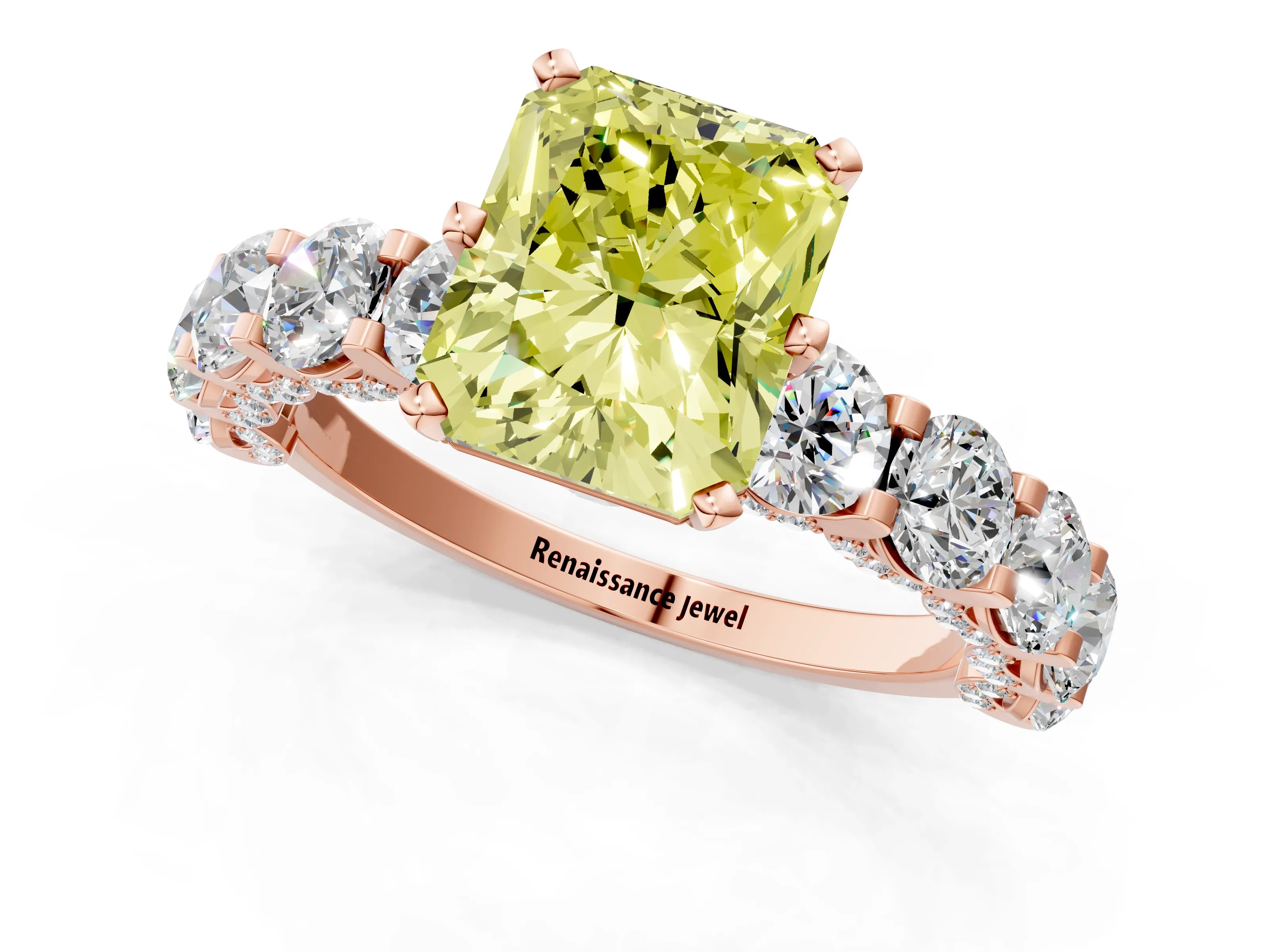 Rose gold Round Diamond Side Stone Engagement Ring with Six-Prong Setting_1