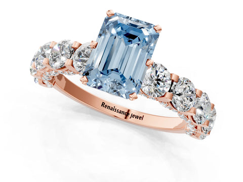Rose gold Round Diamond Side Stone Engagement Ring with Six-Prong Setting_1