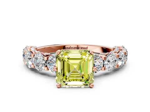 Rose gold Round Diamond Side Stone Engagement Ring with Six-Prong Setting_20