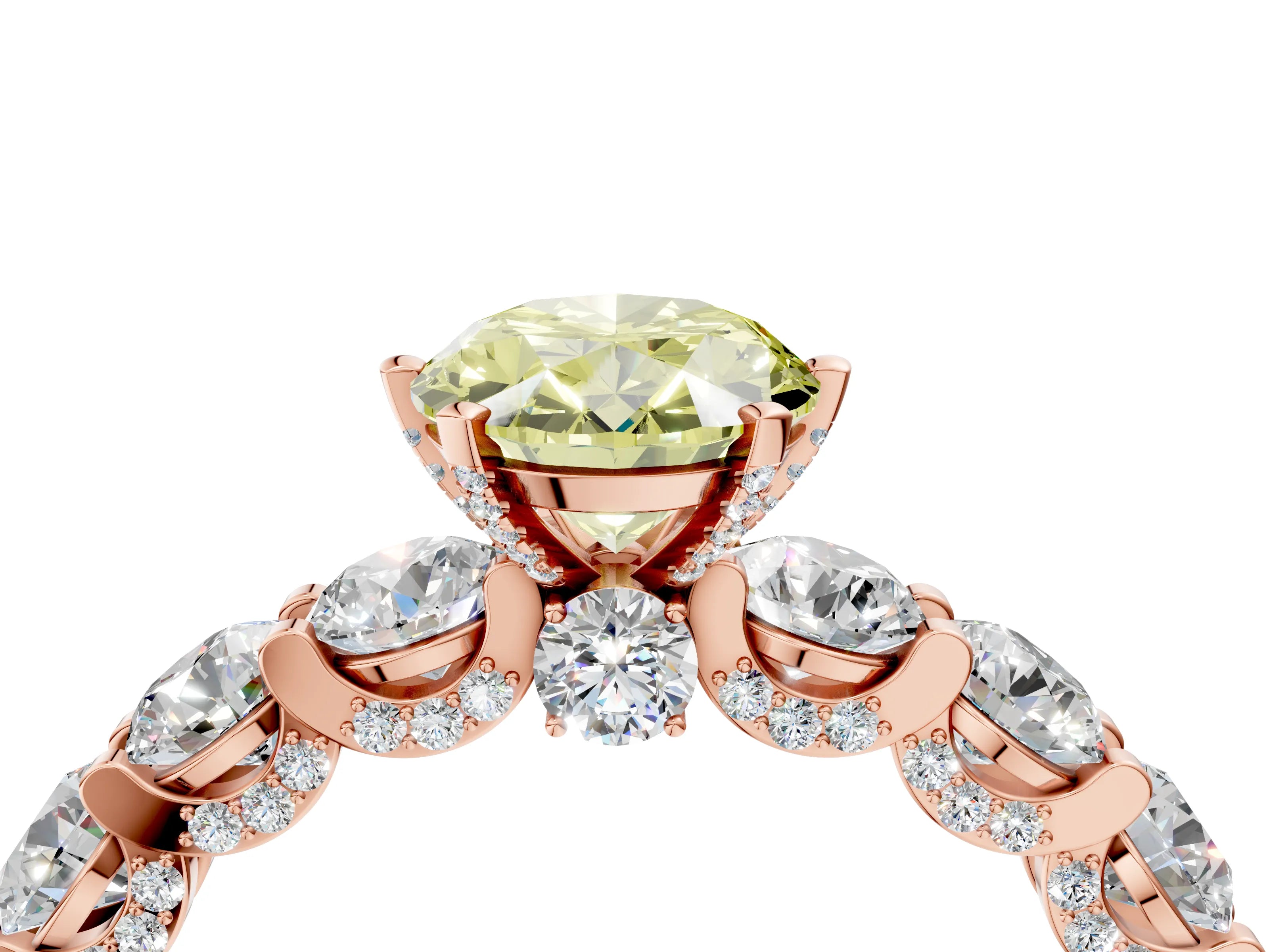 Rose gold Round Diamond Side Stone Engagement Ring with Six-Prong Setting_22