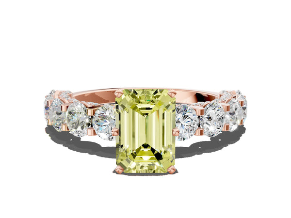 Rose gold Round Diamond Side Stone Engagement Ring with Six-Prong Setting