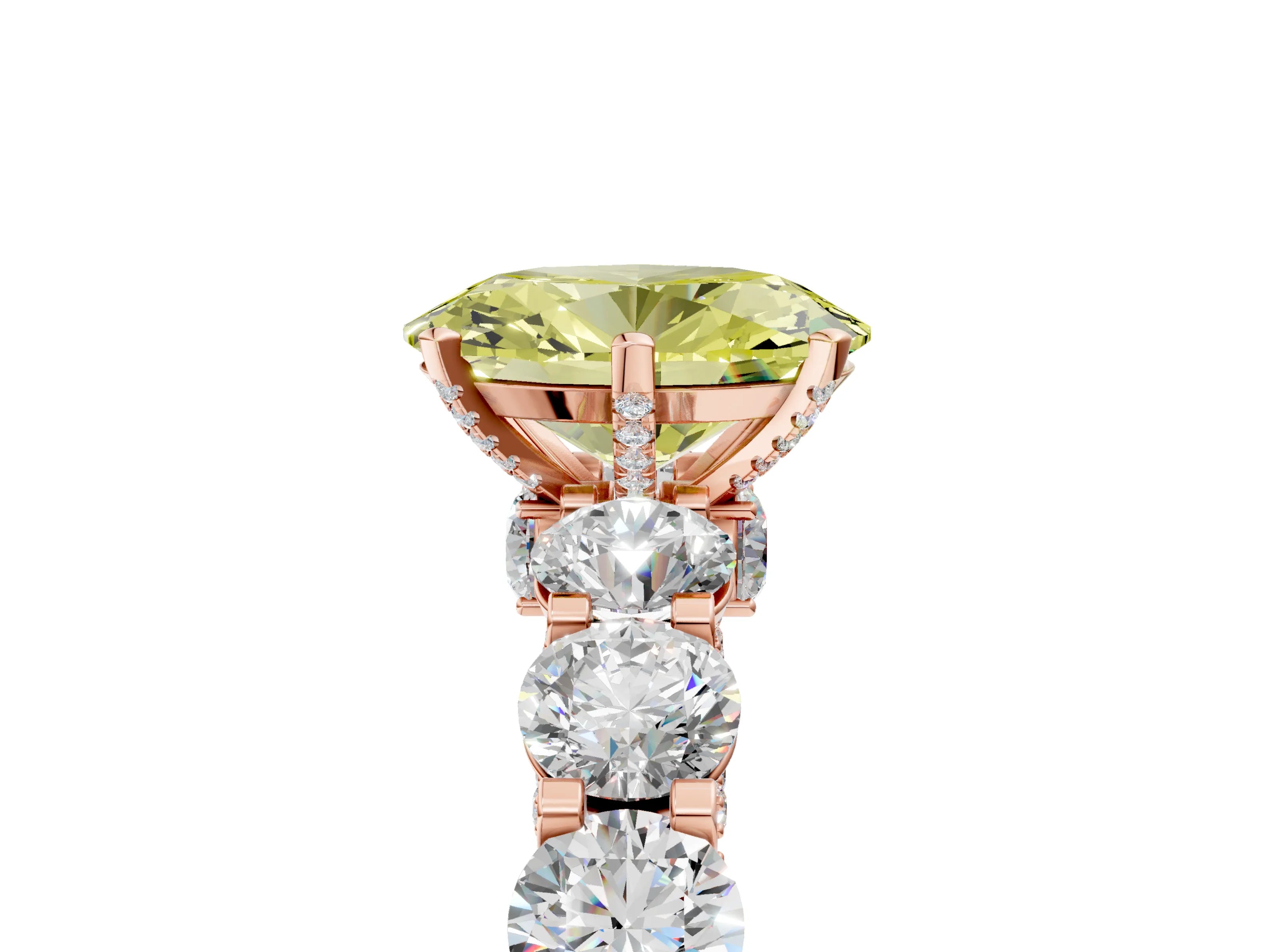 Rose gold Round Diamond Side Stone Engagement Ring with Six-Prong Setting_23