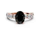 Rose gold Round Diamond Side Stone Engagement Ring with Six-Prong Setting_23