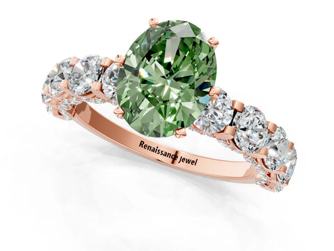 Rose gold Round Diamond Side Stone Engagement Ring with Six-Prong Setting_23