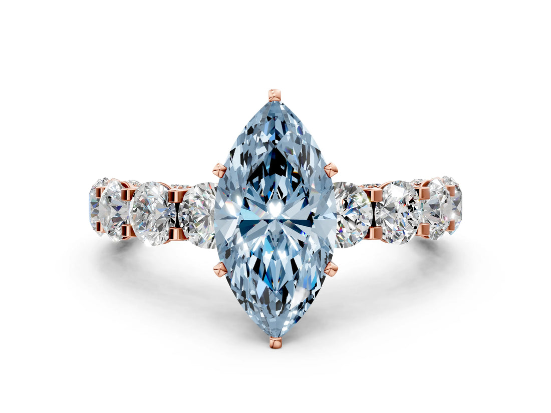 Rose gold Round Diamond Side Stone Engagement Ring with Six-Prong Setting_24