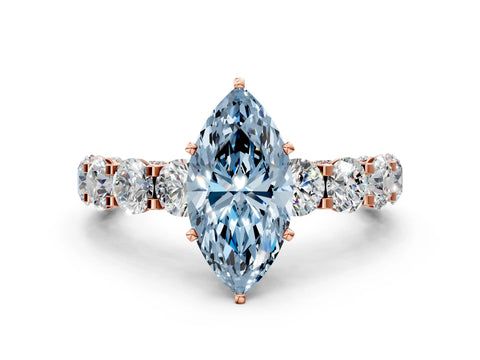 Rose gold Round Diamond Side Stone Engagement Ring with Six-Prong Setting_24