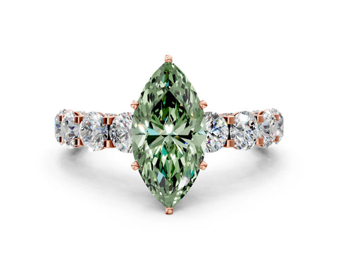 Rose gold Round Diamond Side Stone Engagement Ring with Six-Prong Setting_24