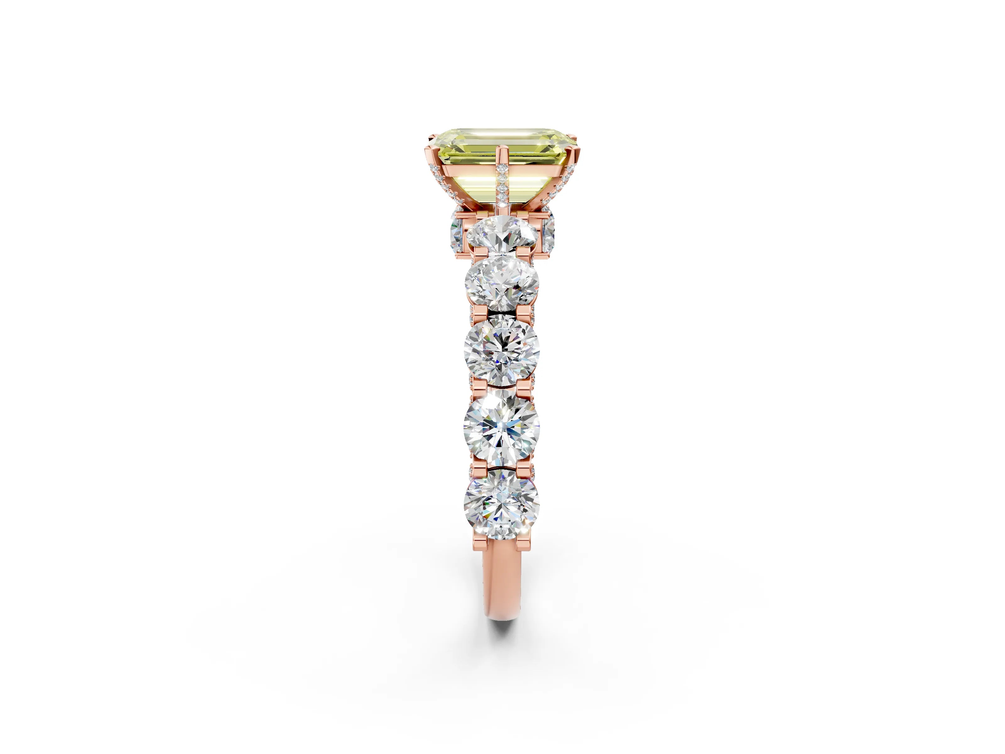 Rose gold Round Diamond Side Stone Engagement Ring with Six-Prong Setting_24