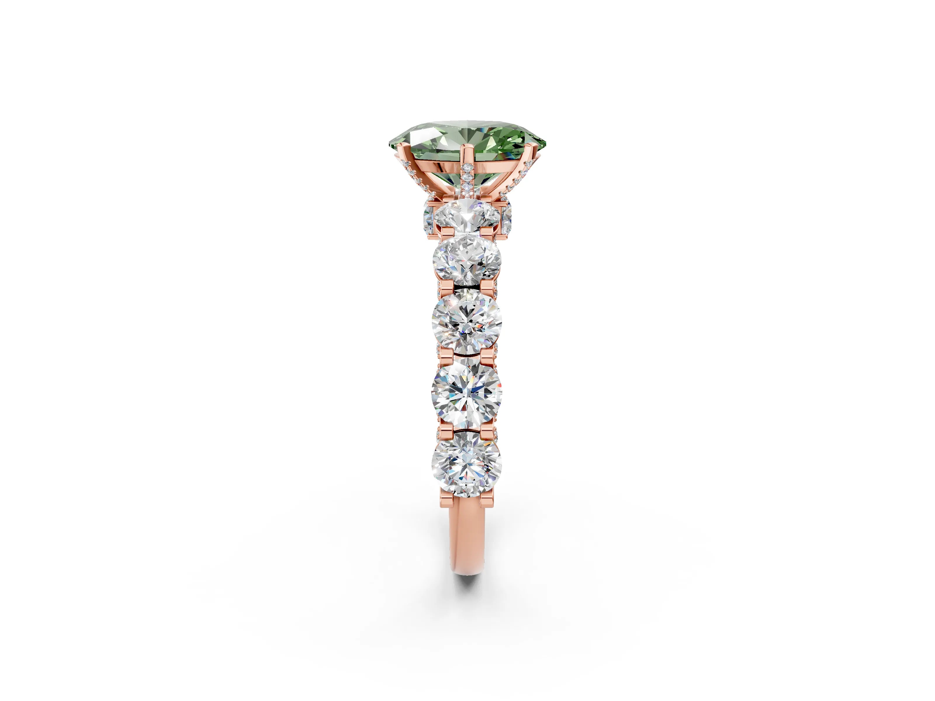 Rose gold Round Diamond Side Stone Engagement Ring with Six-Prong Setting_24