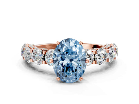Rose gold Round Diamond Side Stone Engagement Ring with Six-Prong Setting_24