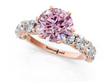 Rose gold Round Diamond Side Stone Engagement Ring with Six-Prong Setting_25