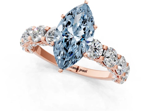 Rose gold Round Diamond Side Stone Engagement Ring with Six-Prong Setting_25