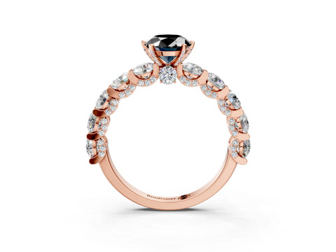 Rose gold Round Diamond Side Stone Engagement Ring with Six-Prong Setting_26