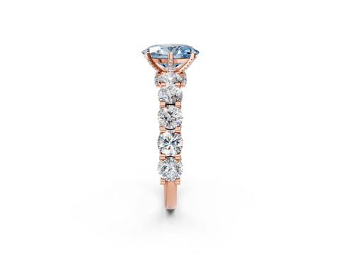 Rose gold Round Diamond Side Stone Engagement Ring with Six-Prong Setting_26