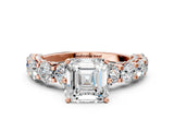 Rose gold Round Diamond Side Stone Engagement Ring with Six-Prong Setting_27