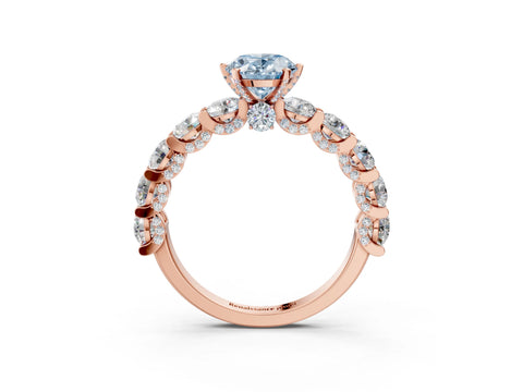 Rose gold Round Diamond Side Stone Engagement Ring with Six-Prong Setting_27