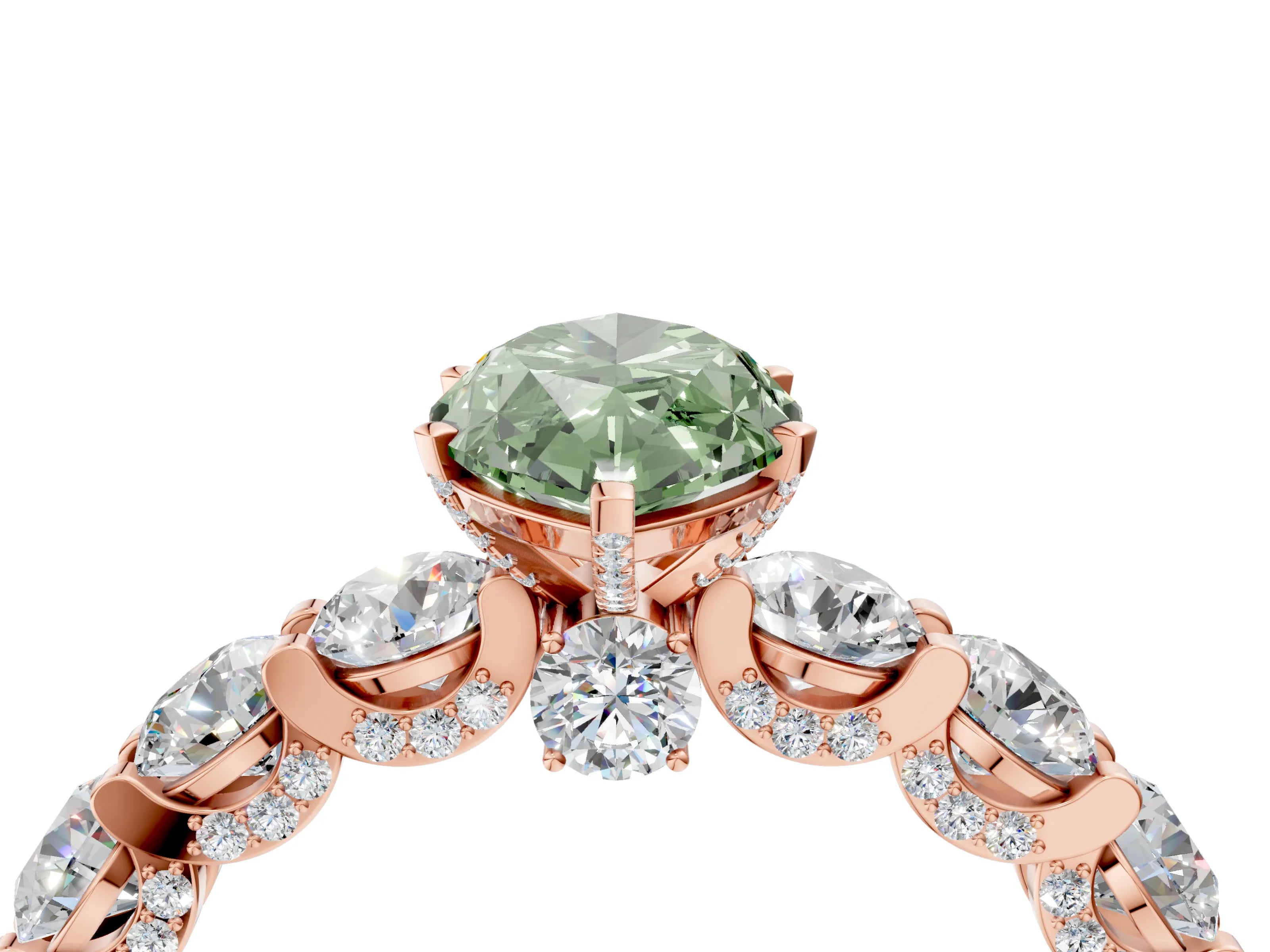 Rose gold Round Diamond Side Stone Engagement Ring with Six-Prong Setting_28