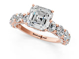 Rose gold Round Diamond Side Stone Engagement Ring with Six-Prong Setting_28