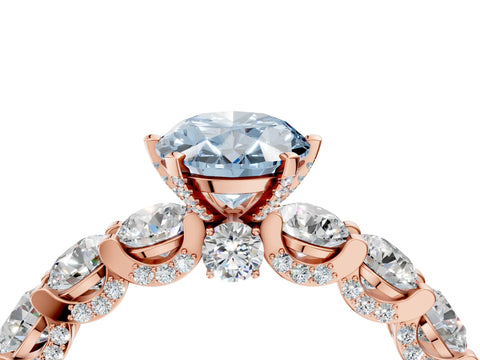 Rose gold Round Diamond Side Stone Engagement Ring with Six-Prong Setting_28