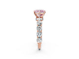 Rose gold Round Diamond Side Stone Engagement Ring with Six-Prong Setting_2