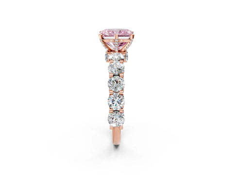 Rose gold Round Diamond Side Stone Engagement Ring with Six-Prong Setting_2