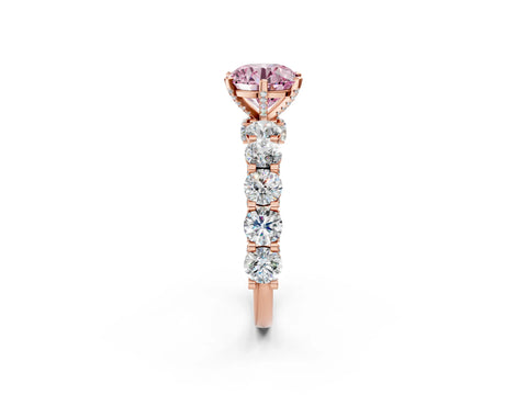 Rose gold Round Diamond Side Stone Engagement Ring with Six-Prong Setting_2