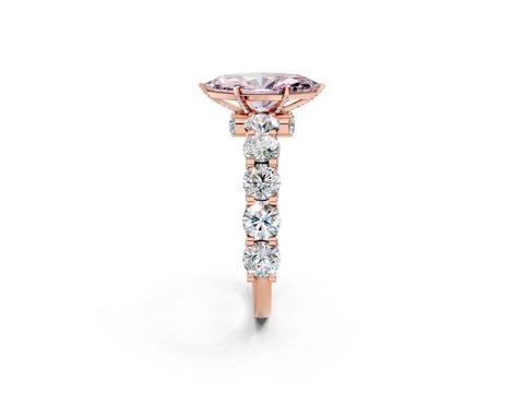 Rose gold Round Diamond Side Stone Engagement Ring with Six-Prong Setting_2
