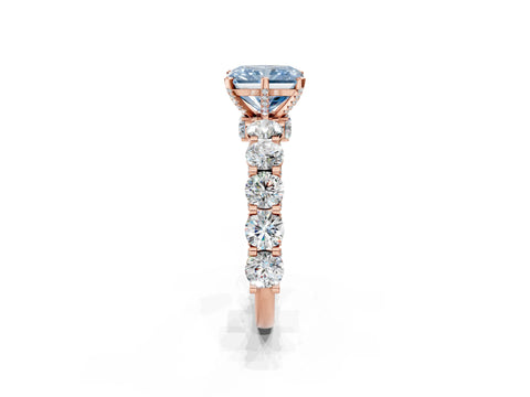 Rose gold Round Diamond Side Stone Engagement Ring with Six-Prong Setting_2