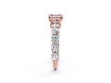 Rose gold Round Diamond Side Stone Engagement Ring with Six-Prong Setting_2