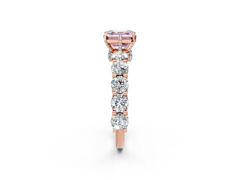 Rose gold Round Diamond Side Stone Engagement Ring with Six-Prong Setting_2