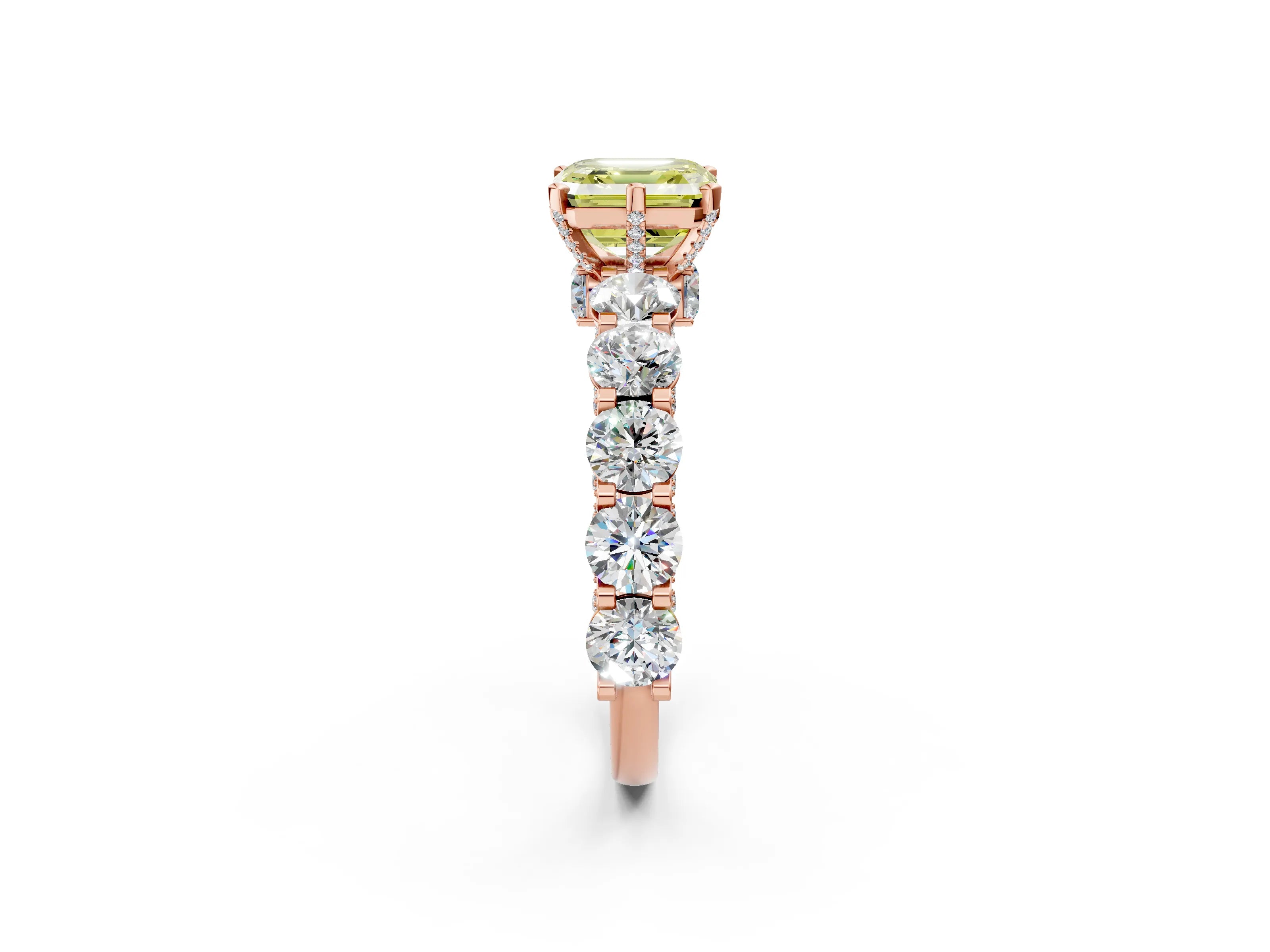 Rose gold Round Diamond Side Stone Engagement Ring with Six-Prong Setting_2