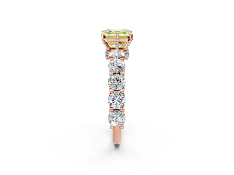 Rose gold Round Diamond Side Stone Engagement Ring with Six-Prong Setting_2