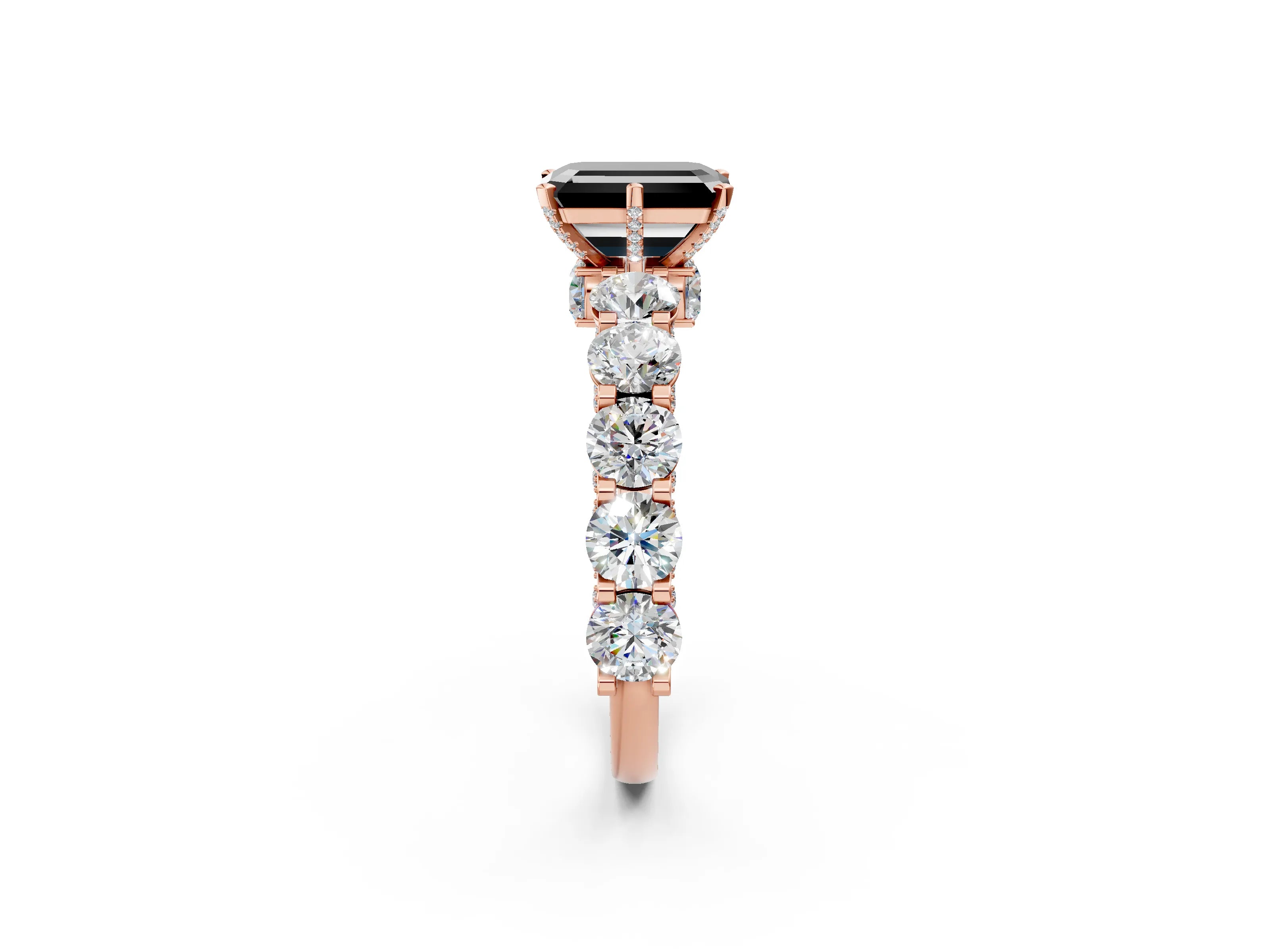 Rose gold Round Diamond Side Stone Engagement Ring with Six-Prong Setting_2