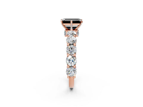 Rose gold Round Diamond Side Stone Engagement Ring with Six-Prong Setting_2