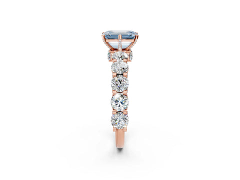Rose gold Round Diamond Side Stone Engagement Ring with Six-Prong Setting_2