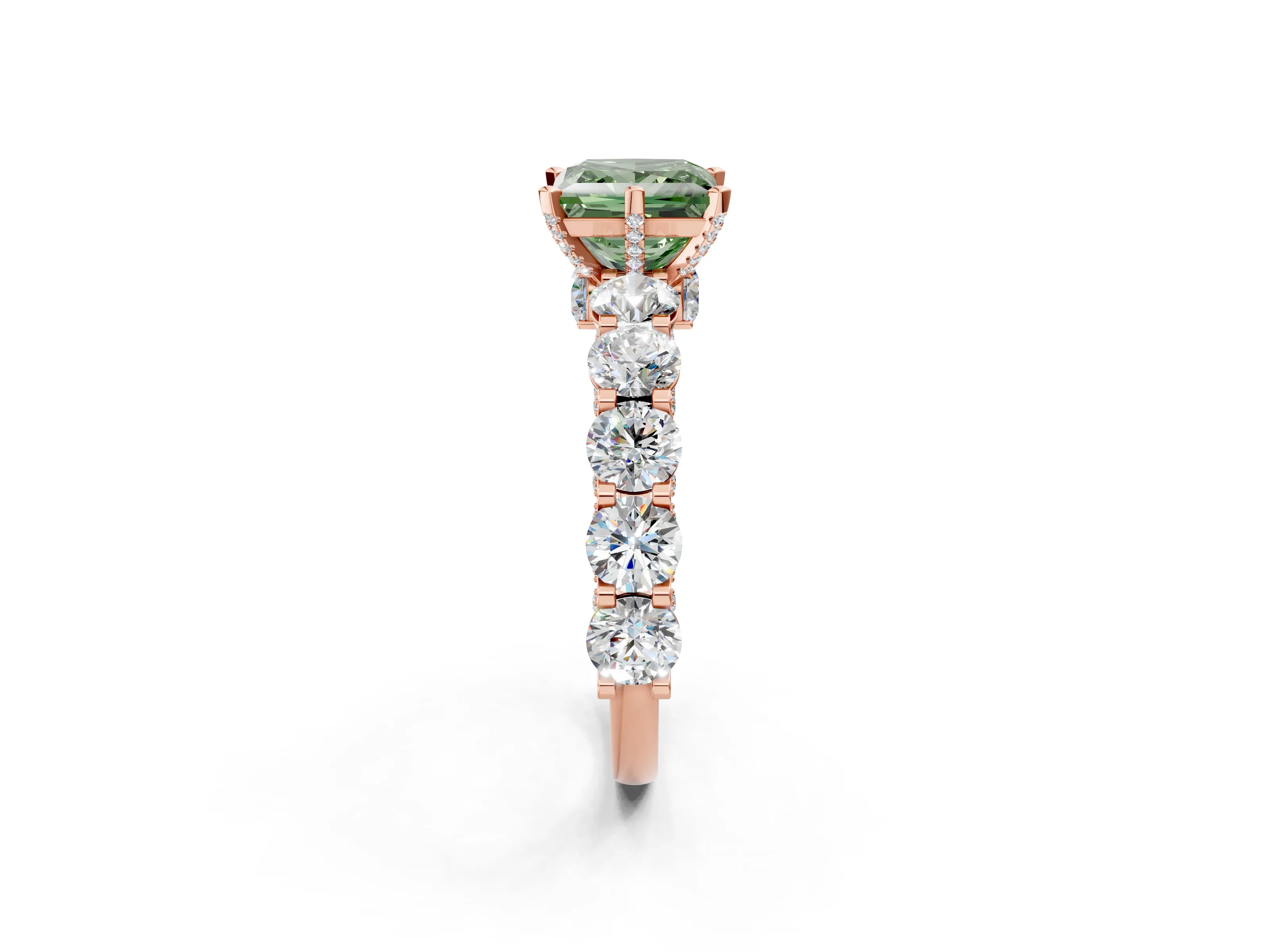Rose gold Round Diamond Side Stone Engagement Ring with Six-Prong Setting_2