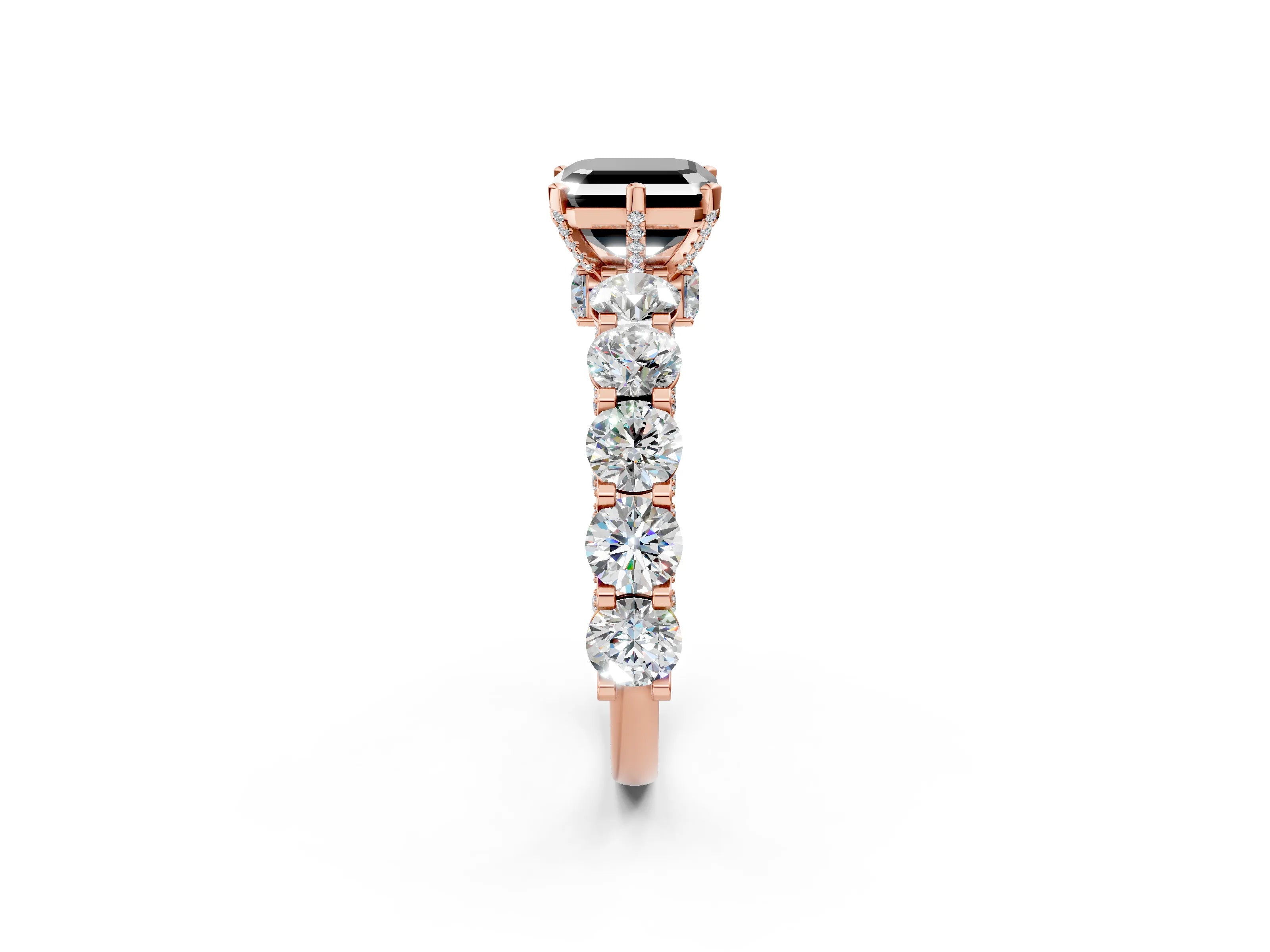 Rose gold Round Diamond Side Stone Engagement Ring with Six-Prong Setting_2