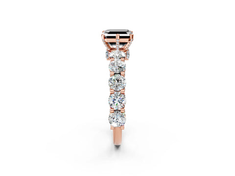 Rose gold Round Diamond Side Stone Engagement Ring with Six-Prong Setting_2