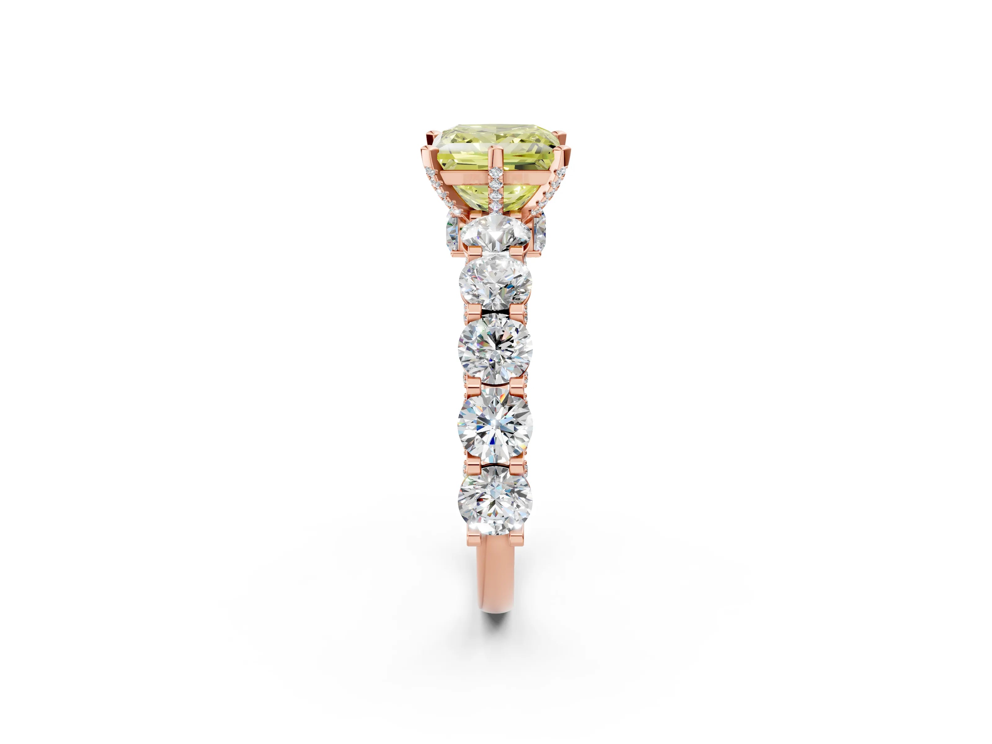 Rose gold Round Diamond Side Stone Engagement Ring with Six-Prong Setting_2