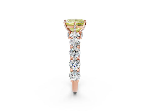 Rose gold Round Diamond Side Stone Engagement Ring with Six-Prong Setting_2