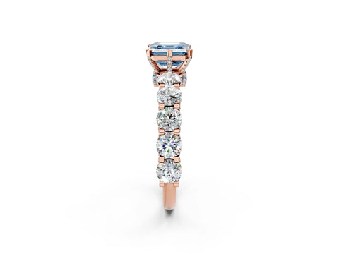 Rose gold Round Diamond Side Stone Engagement Ring with Six-Prong Setting_2