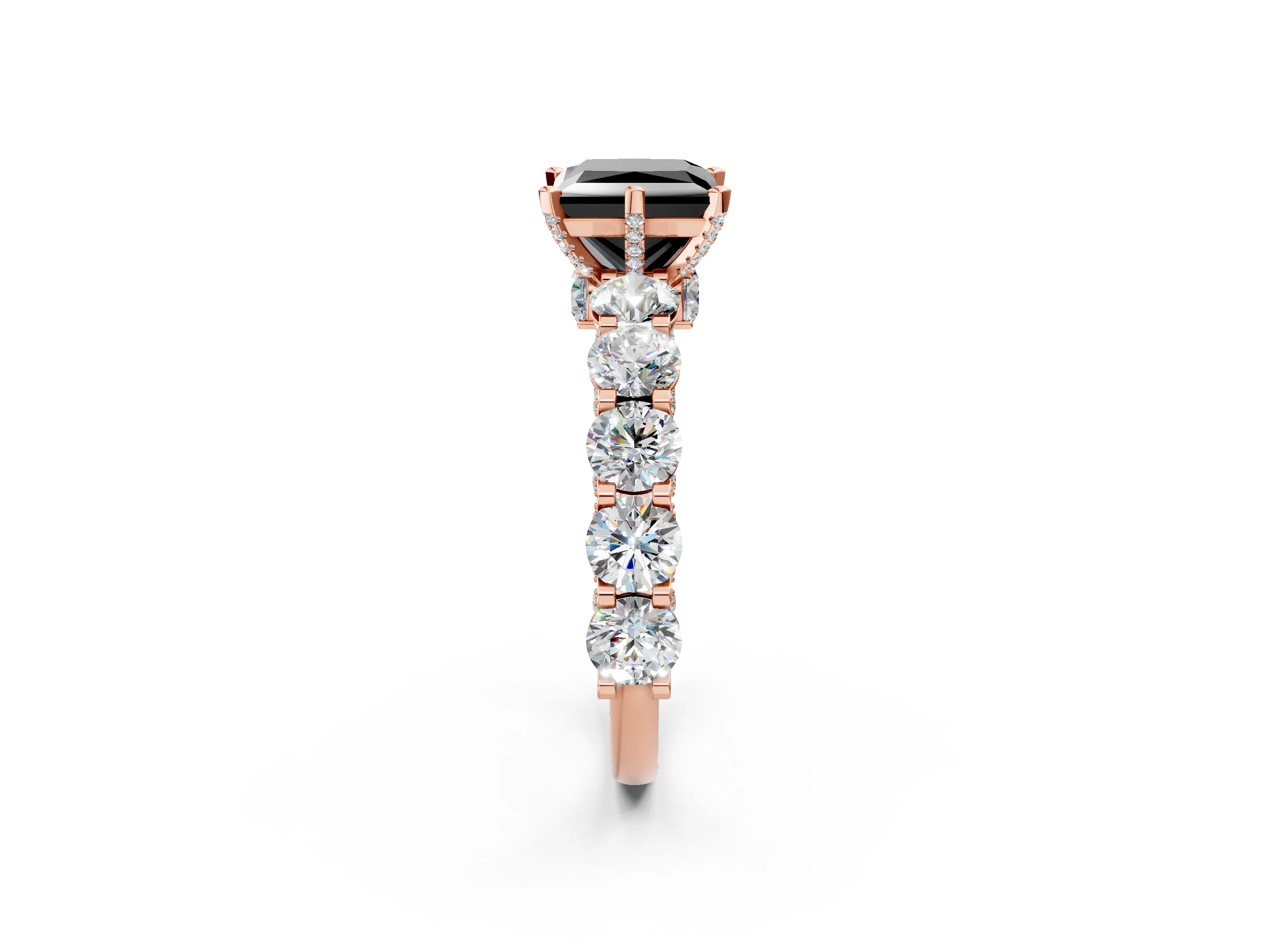 Rose gold Round Diamond Side Stone Engagement Ring with Six-Prong Setting_2